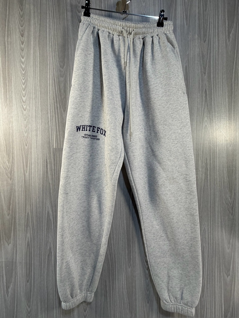 White Fox Light Gray Heathered Logo Jogger Sweatpants Sz Small